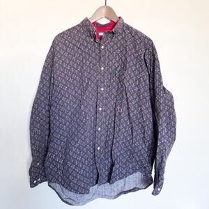 Vintage Tommy Hilfiger Nautical Anchor Button Down Shirt Navy Blue Large 90s